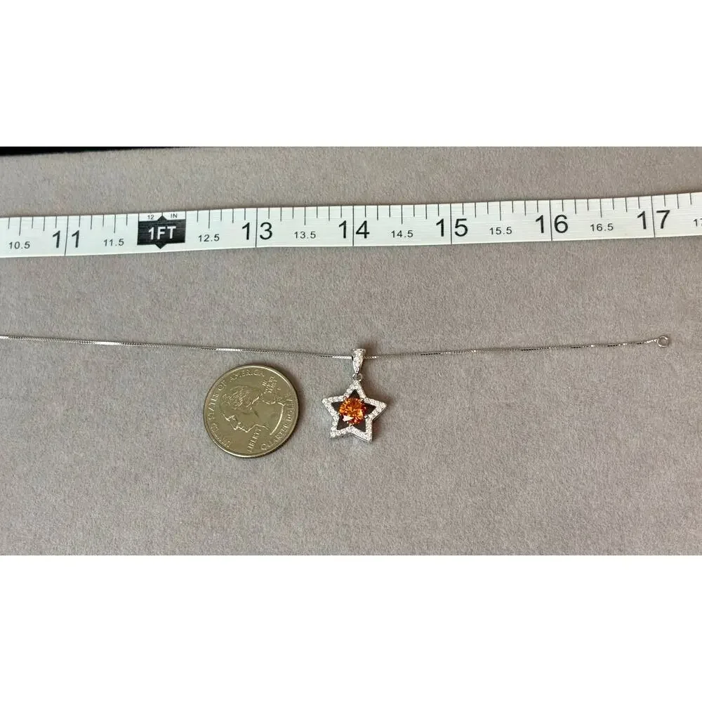 NEW 1.5ct Orange/Wht Moissanite Star 17
